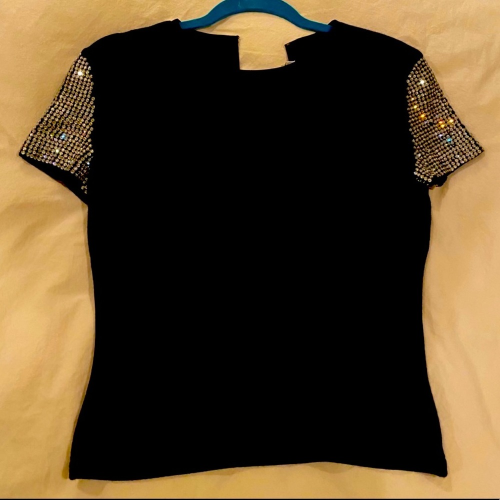 Cashmere Black Crystal-Embellished Top